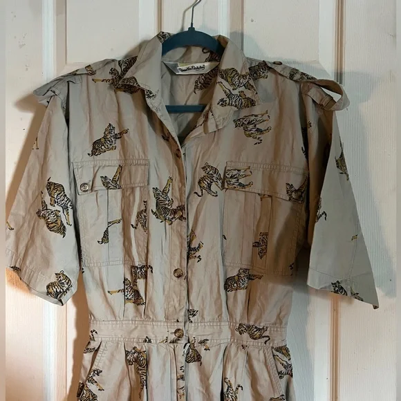 Dianne Von Furstenberg tiger print jumpsuit vintage - Picture 3 of 11